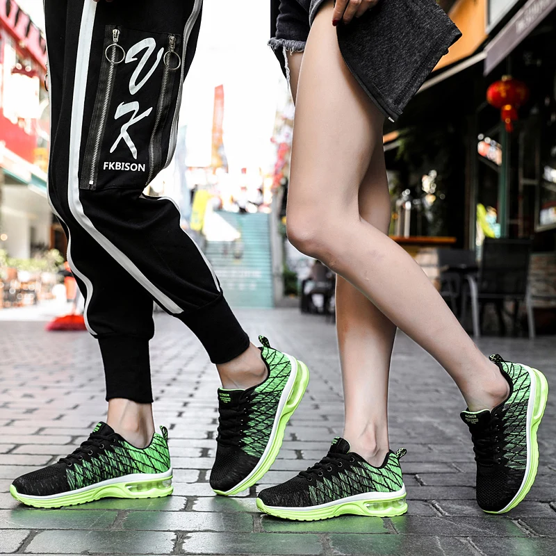 JIEMIAO Men Light Breathable Air Cushion Running Shoes Outdoor Couple Casual Shoes Male Sneakers Women Comfortable Athletic