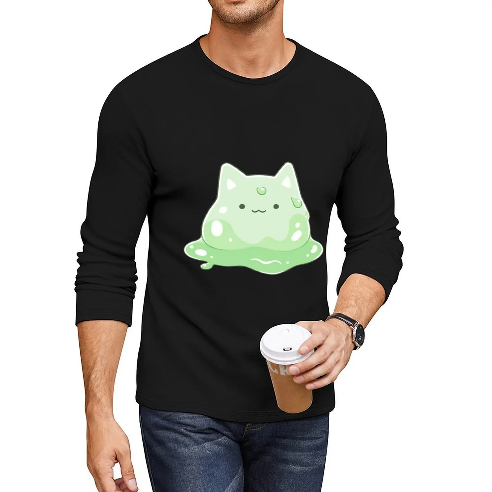 Зеленая длинная футболка Slimecat черные футболки блузки рубашки для тренировок