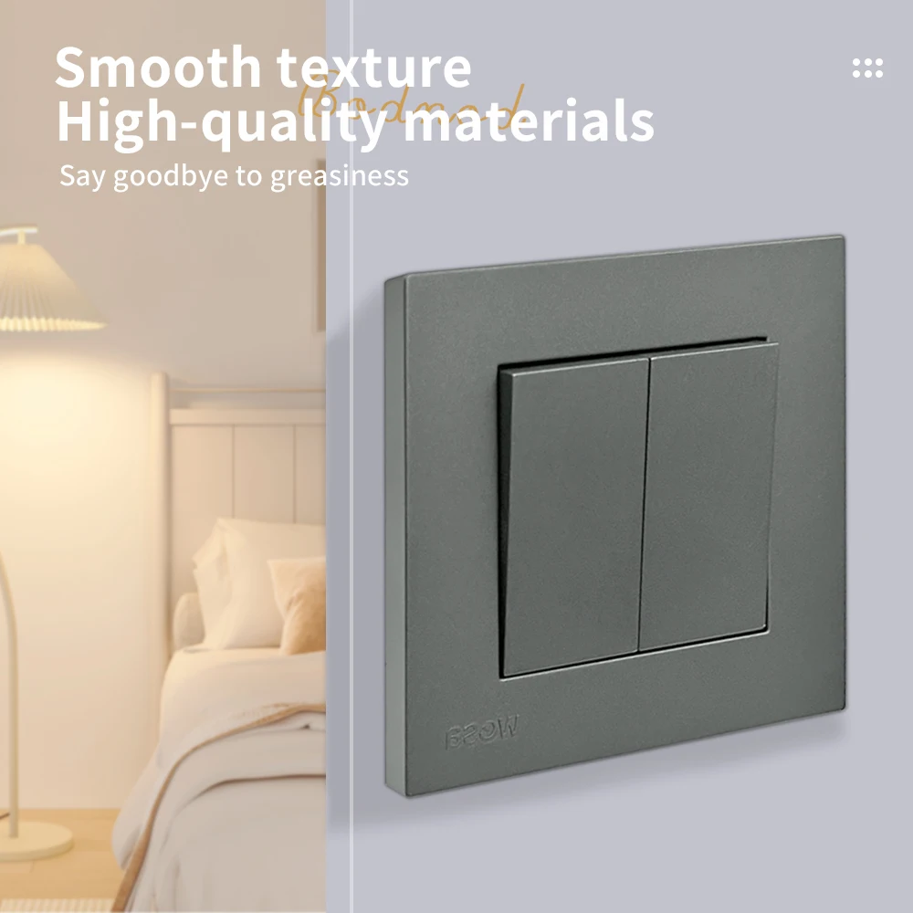 WESA серый матовый настенный выключатель огнестойкая пластиковая панель двойная