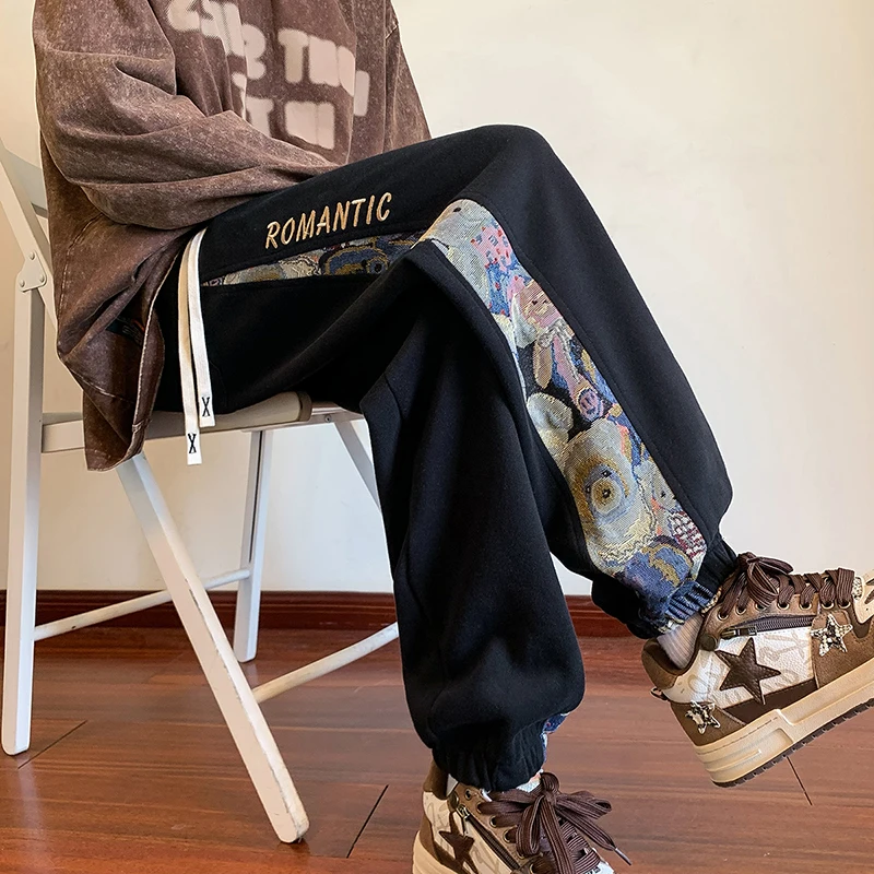 

Autumn New China-chic Harem Pant Cartoon Bear Printed Slim Fit Pants M-5xl Fashion Drawstring Waist Casual Trousers Male Pants