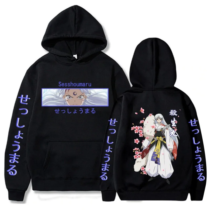 

Anime InuYasha Sesshomaru Hoodie New Uniex Pullover Tops Long Sleeve Hip Hop Double Sided Print Men's Hoodie
