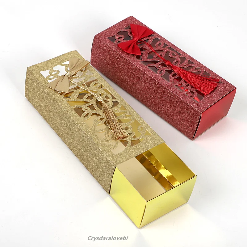 

100pcs Windowed Ferrero Empty Box Laser Hollow Bow Macaron Egg Tart Cake Drawer Box