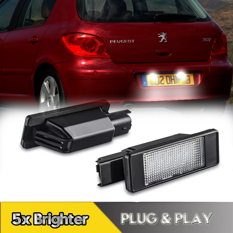 Фото 2 шт. светодиодные лампы освещения номерного знака для Peugeot 207 208 308 2008 3008 5008 Citroen C3 C5 DS3 DS5 автомобильные аксессуары №1
