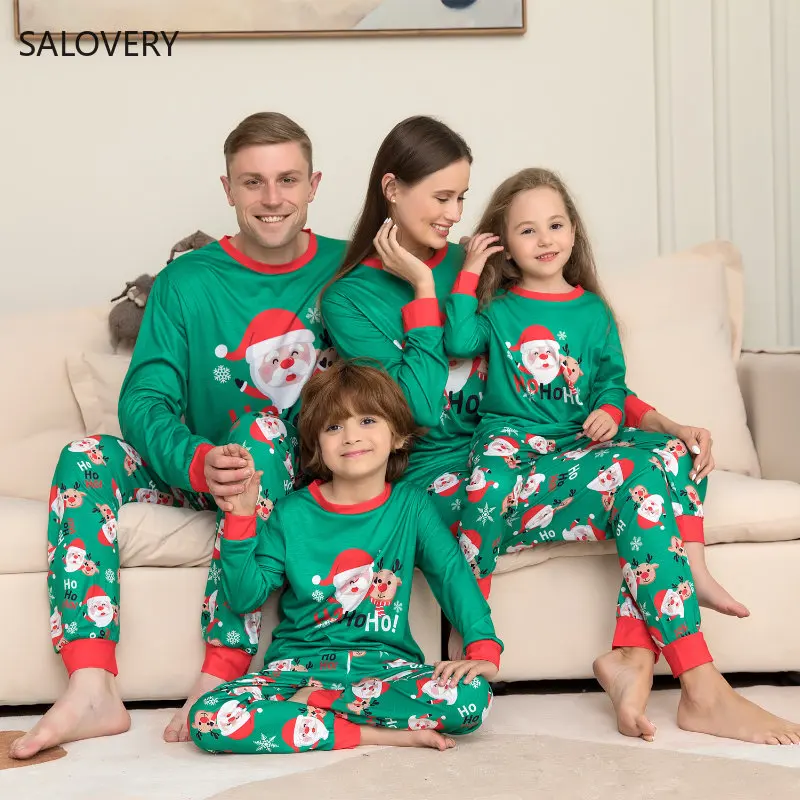 

2022 Christmas Family Pajamas Set Santa Claus Deer Printed Fashion Pajamas Set Father Mother Kids Clothes Family Look Clothes