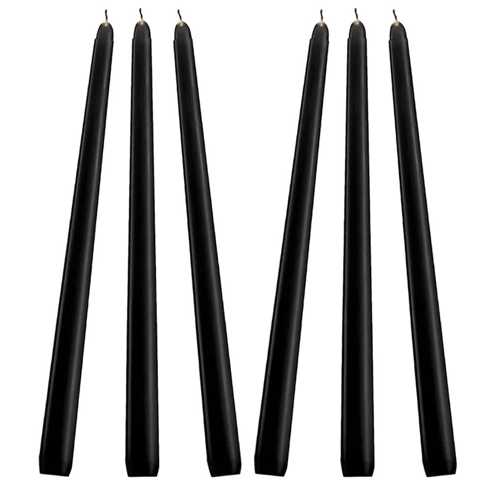 

6 Pcs Pretty Pillar Candles Black Unscented Taper Decor Tall Wax Small Paraffin