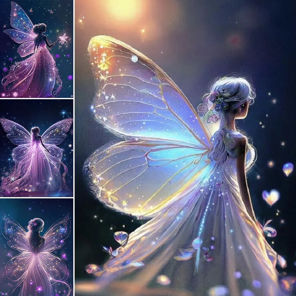 DIY 5D Комплект Алмазной Живописи Ангельская Девушка Полная Круглая Дрель Картина