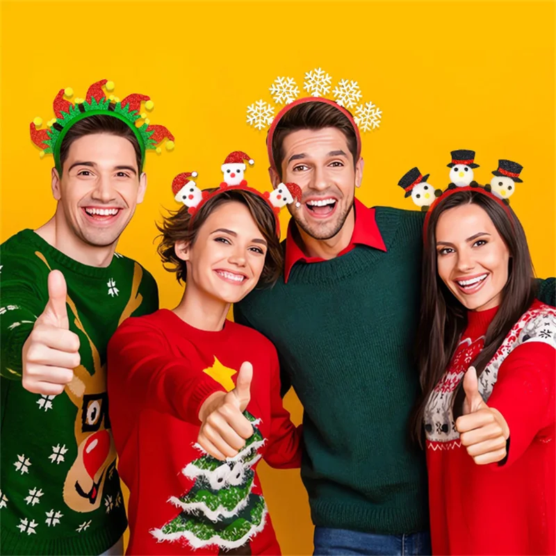 Новинка 2024 Рождественская повязка для волос с рогом оленя женская Санта-Клауса