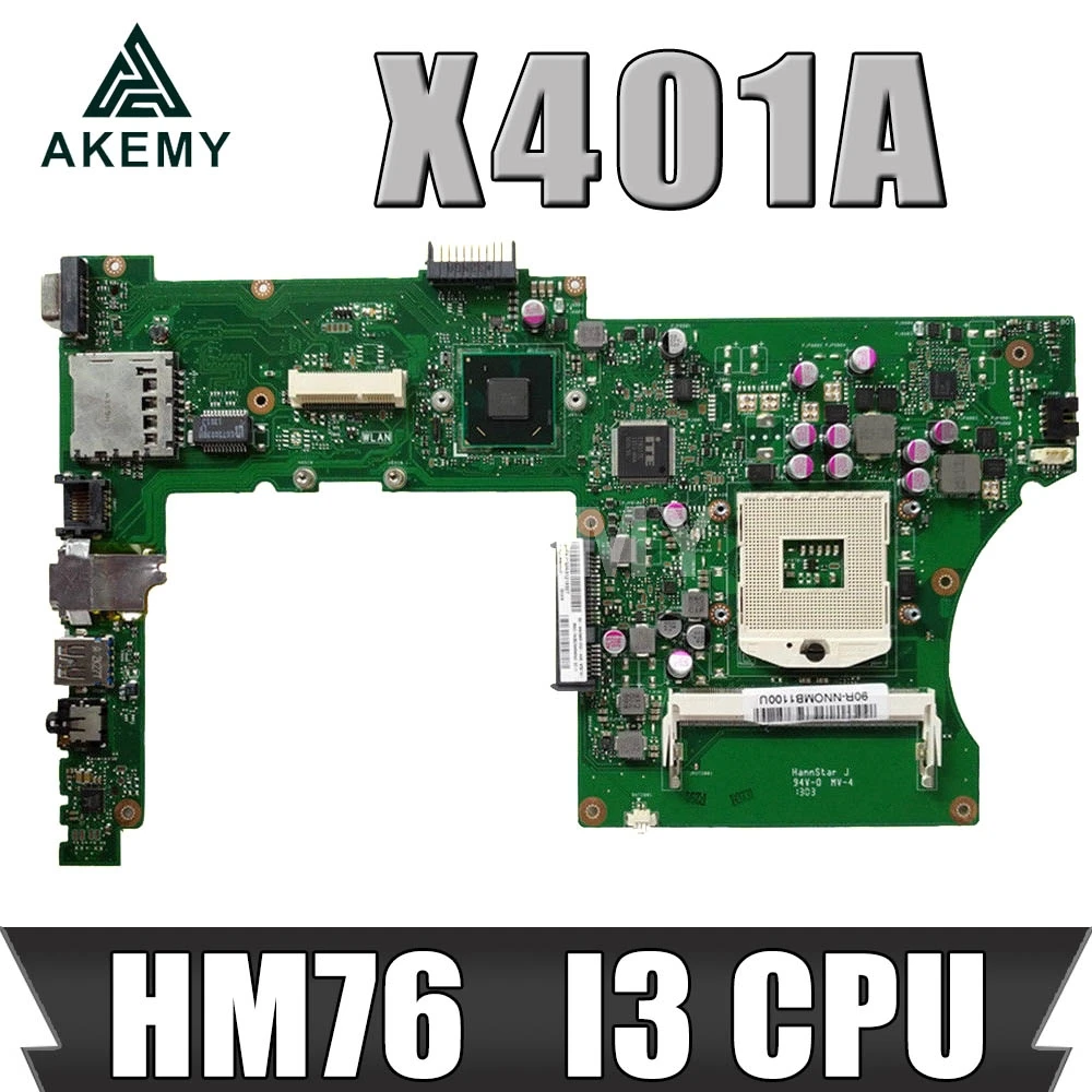 

X401A Laptop motherboard for ASUS X301A X401A X501A original mainboard HM76 Support I3 CPU