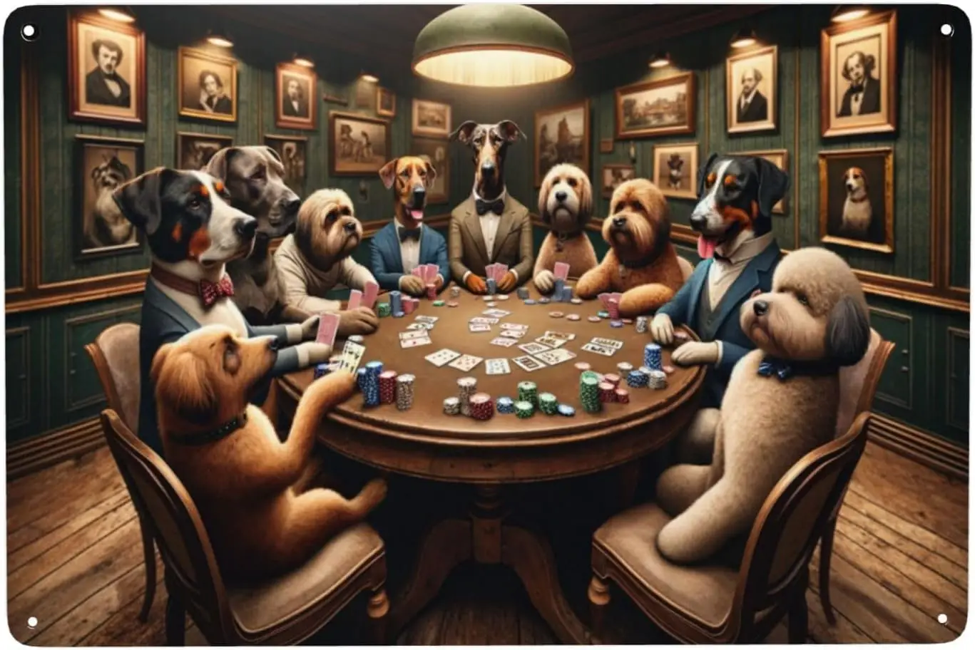 Cnne Crdshrps Vntge-nspred Metl Wll rt декор Юмористические собаки Plyng Poker Tn Sgn для декора комнаты Gme