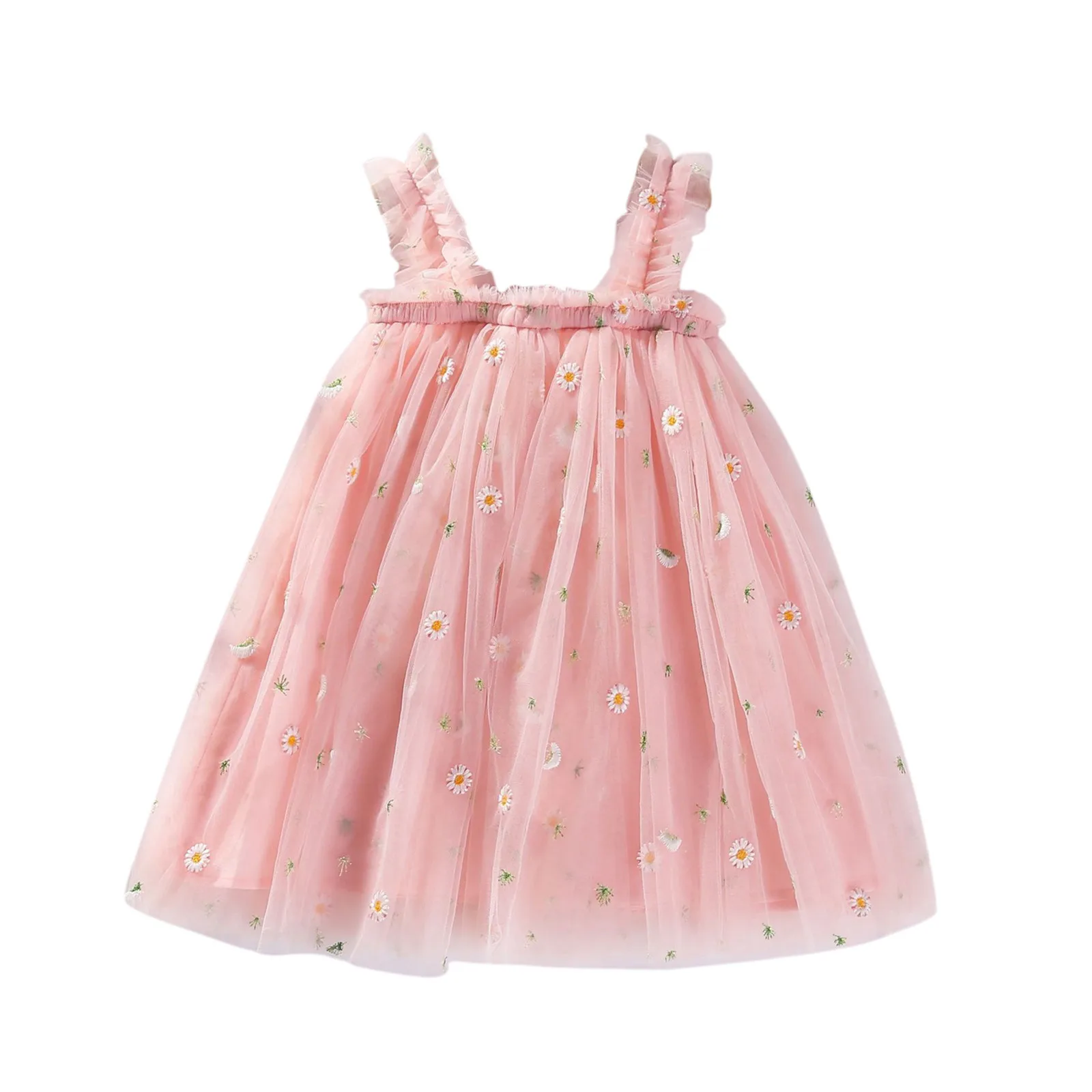 

Beach Floral Tulle Girls Birthday Beach Daisy Toddler Princess Summer Dresses 1-6Y Kid Rompers for Girls Flannel Dress for Girls