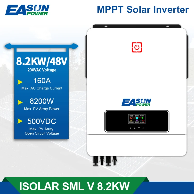 

EASUN POWER 8.2KW Hybrid Solar Inverter Built MPPT 160A Solar Controller Off-Grid On-Grid 48V 230VAC Max PV 500VDC Support WIFI