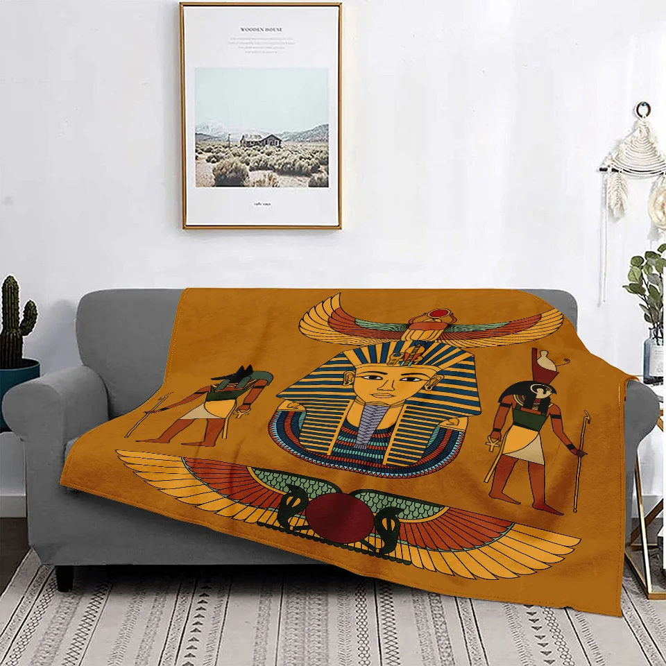 

Fleece Blanket 3D Printed Ancient Egyptian Plaid Blanket For Sofa Decorative Universal Bedspreads For Four Seasons Bed Blanket