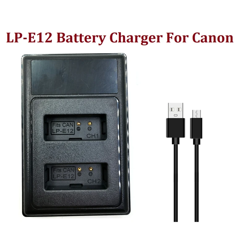 

LP-E12 Battery Charger LCD USB Dual Charger For Canon EOS M M50 M100 M200 M50 2 100D Kiss X7 Digital Camera Charger
