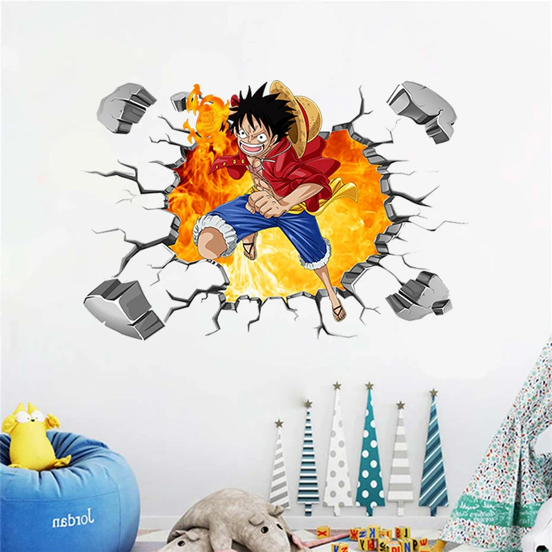 Цельные обои с изображением Луффи мультяшные 3D сломанные настенные горячий