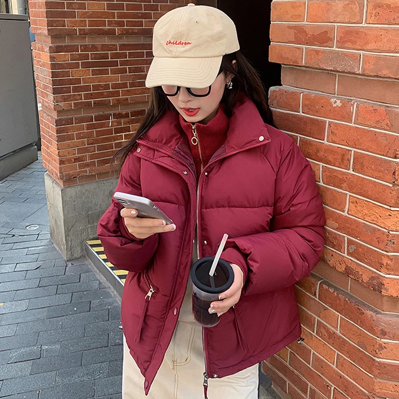 

Зимние короткие парки для женщин, новинка 2023, модное зимнее женское холодное пальто, корейский стиль, пуховики на молнии с хлопковой подкладкой