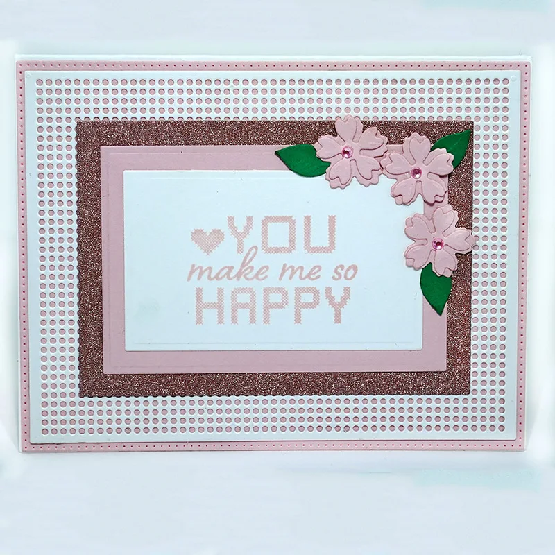 Metal Cutting Dies Rectangular Knitted Frame Photo Album Scrapbooking Clear Stamps Craft Stencils for Decoration Card Making |