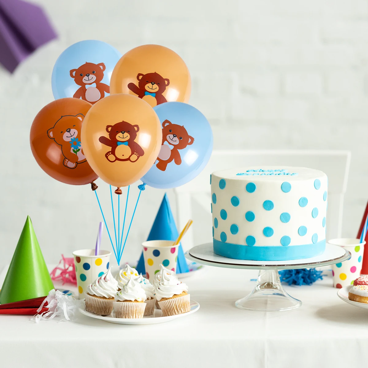 12 шт. дюймов воздушный шар с милым принтом медведя Декор для детского душа синий