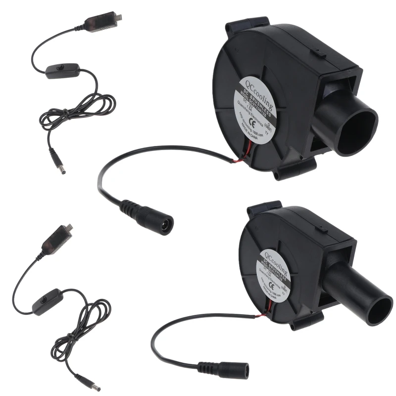

Outdoor BBQ Fan Air Blower 12V 1.5A 4500R Air Flow with USB C 5V Switch Air Tube for Grills Stove Picnic Cooking Fan