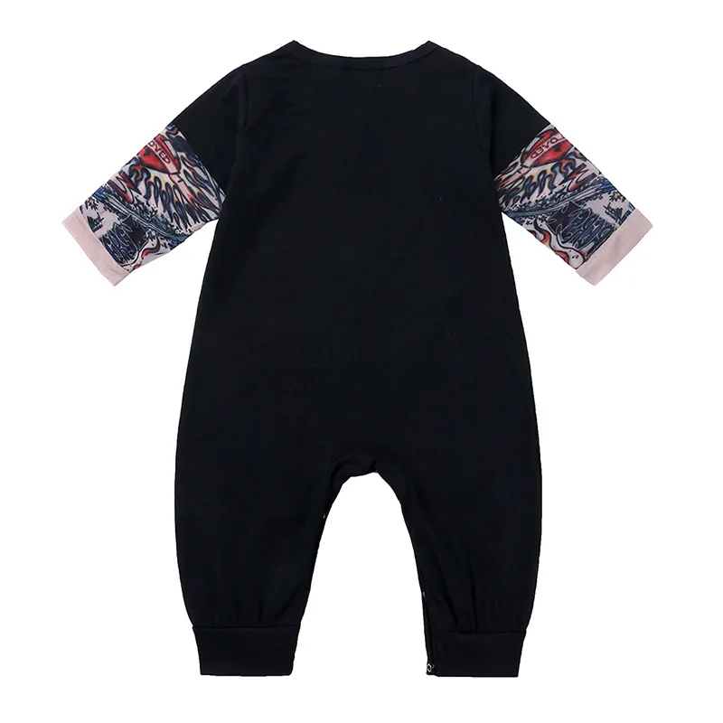 Детский комбинезон с тату-рукавами детский в стиле пэчворк для новорожденных