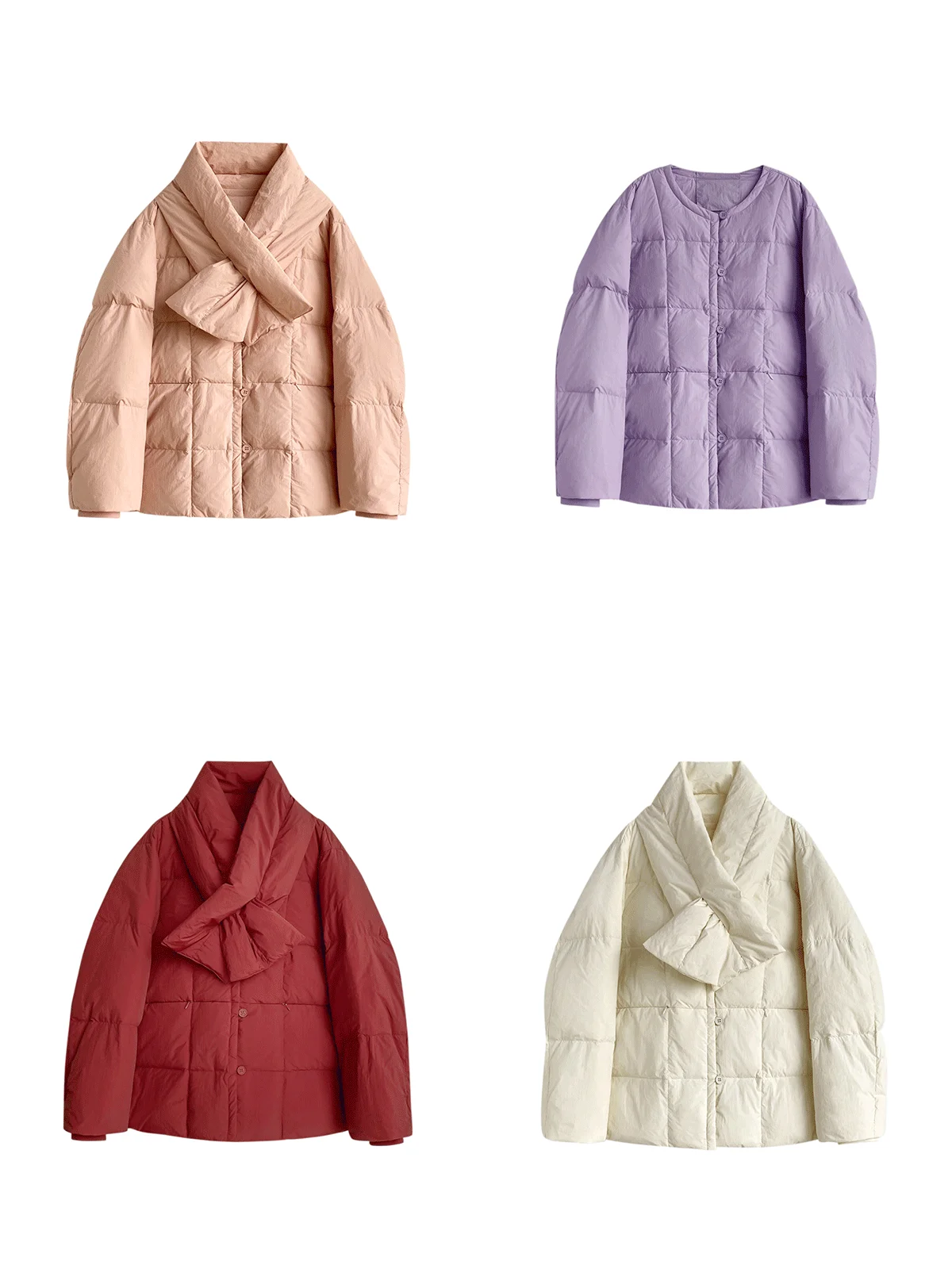 Корейский пуховик на утином пуху с шарфом короткий маленький в стиле вестерн