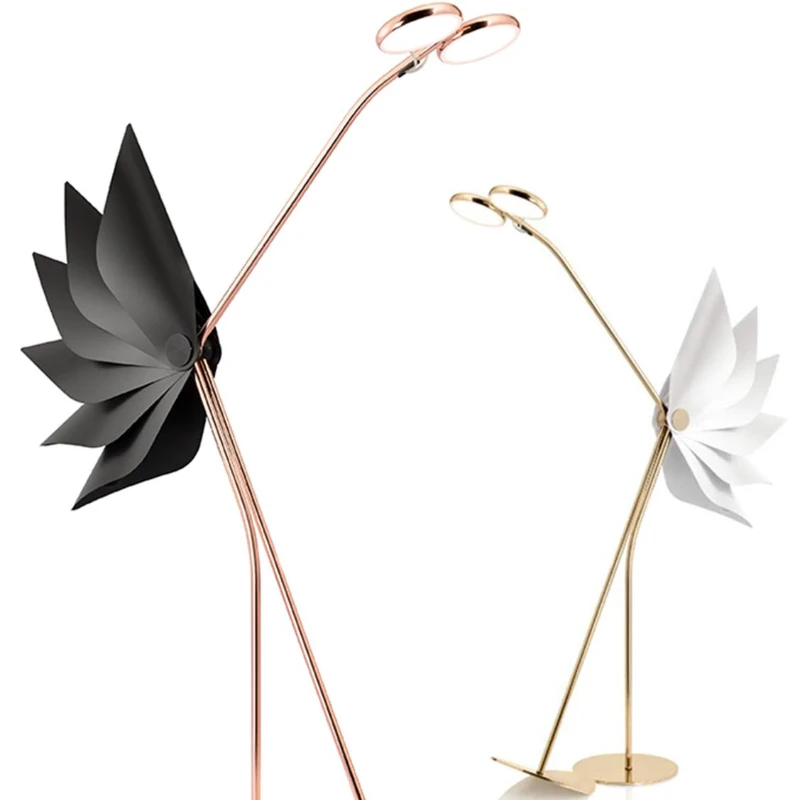 

Contemporary Luxury Floor Light Folding Ostrich Led Standard Lamp for Living Room Decora Lampshade Furniture Study Home Lamparas
