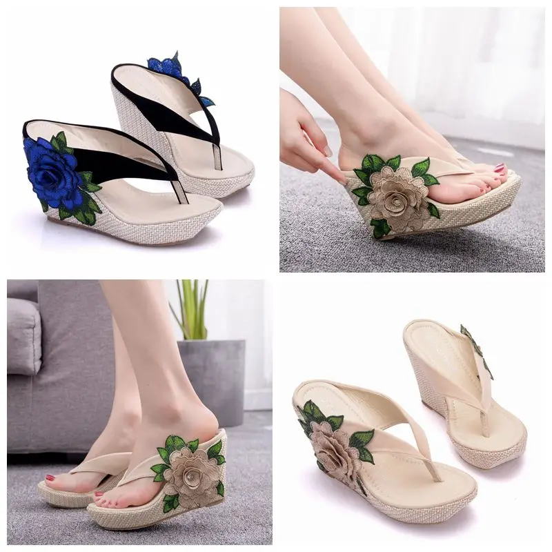 Women Sandals Summer High Heels Women's Slippers Women Home Slippers Casual Beach Flip-Flops Platform Sandals Women Shoes