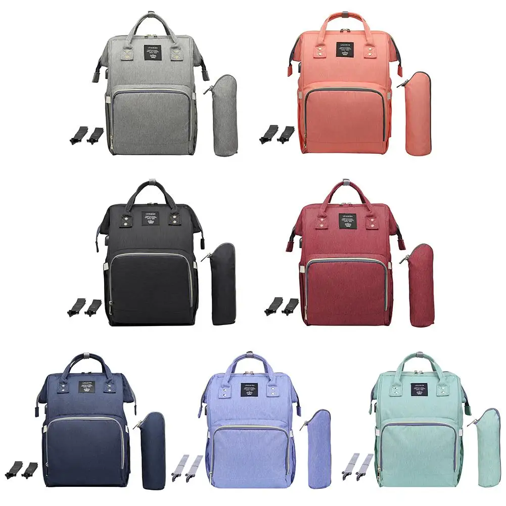 

Сумка для детских подгузников с USB-интерфейсом, водонепроницаемый вместительный дорожный ранец для мам и беременных женщин с бесплатным кр...