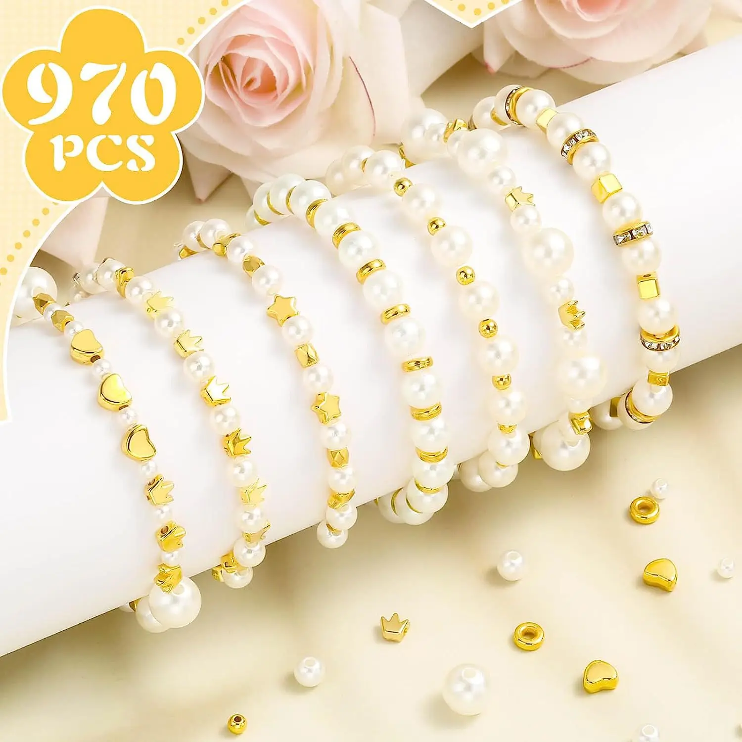 

970 шт., акриловые жемчужные бусины