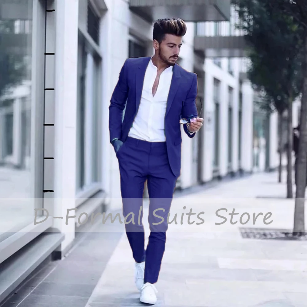 Casual Fashion Luxury Groomsmen Tuxedo Business Men's Suit Wedding Evening Dress Slim Fit Point Collar Pink Blazer Sets