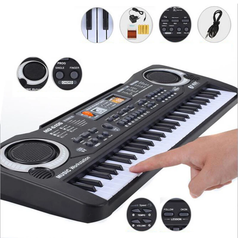 

61 Keys Digital Music Electronic Keyboard Kids Multifunctional Electric Piano with Microphone Interface Musical Instrument