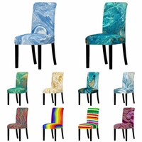 marbling print elastic stretchable chair covers dining room home decor kitchen dining chairs covers spandex seat cover 1pc