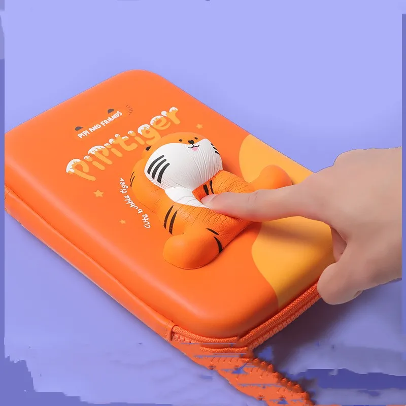 Decompression Pencil Case EVA Soft Tiger Doll Student Pen Case Cartoon Unzip Children Pen Pouch Kawaii Stationery For Girl Gifts