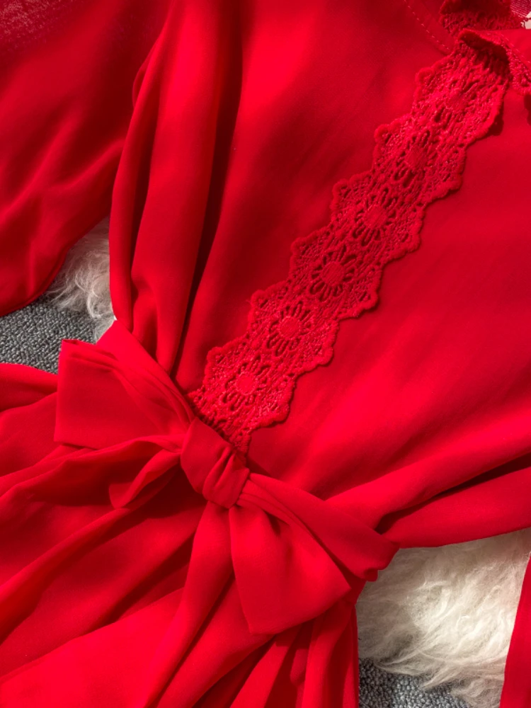 Красное длинное платье с капюшоном женские элегантные шифоновые пляжные платья