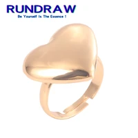rundraw classic gold color women heart smooth opening adjustable ring simply alloy rings for birthday party gift jewelry