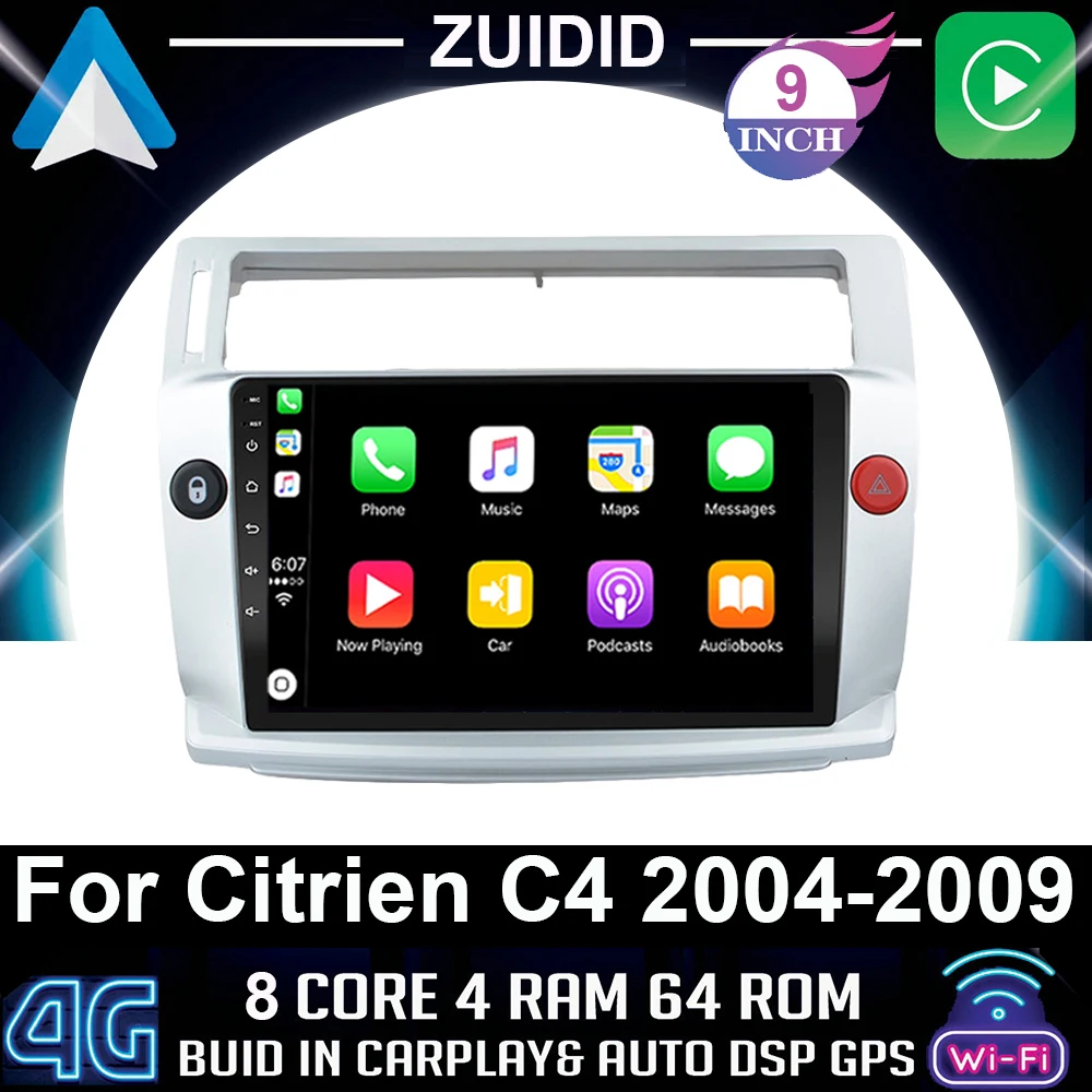 

For Citroen C4 C-Triomphe C-Quatre 2004 2005 2006 2007 2008 2009 2 din Car Radio Multimedia Video Player Android 2din GPS 2G DSP