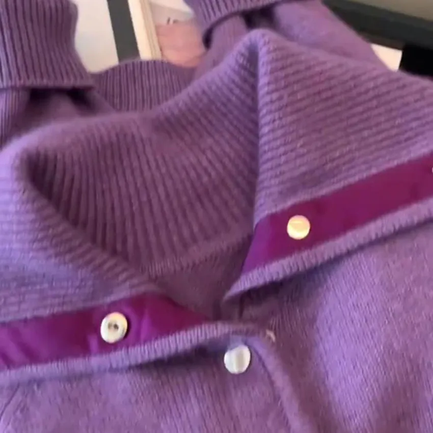 2024 фиолетовые женские однобортные вязаные толстые свободные свитера куртка