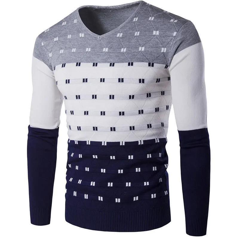 

2021 Autumn Men Sweater Men Long Sleeve Pullovers Outwear Fashion Rereo Print Round Neck Sweater Slim Fit Knitwear Sweater Tops