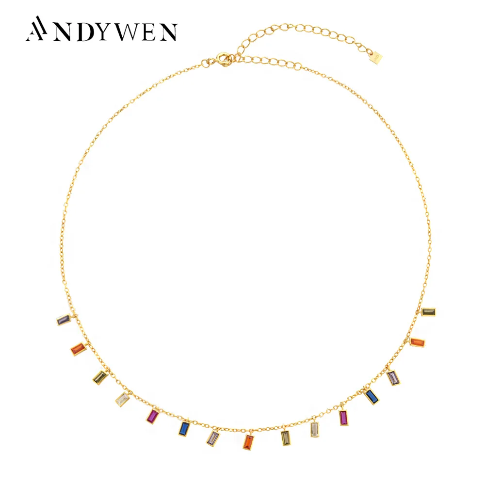 Ожерелье-чокер женское из серебра 925 пробы Радужное | Украшения и аксессуары