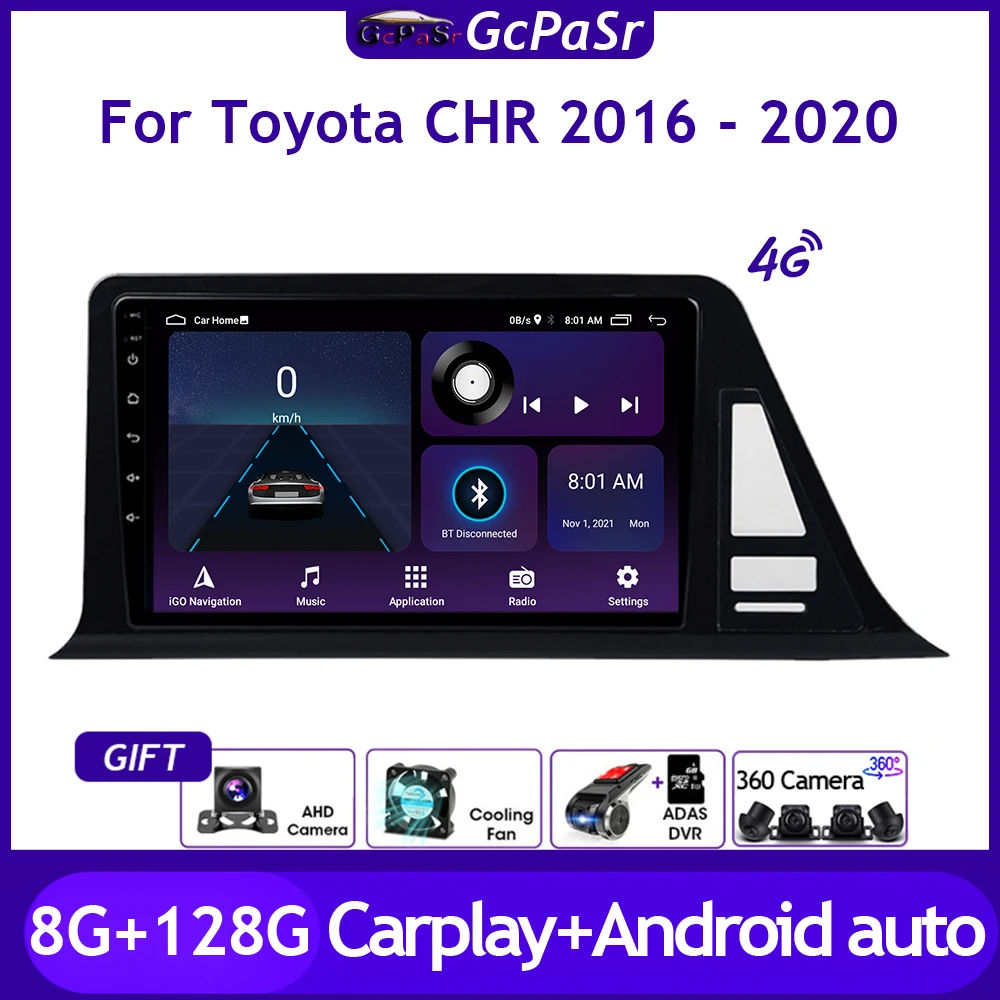 

Car Radio Video Autoradio Multimedia Player Monitor For Toyota CHR 2016 - 2020 Android 11 Navigation GPS Audio Carplay IPS