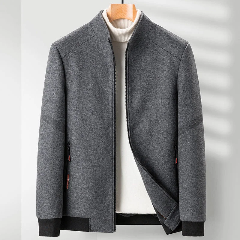 

Korean Slim Solid Color Jacket Coat Wool Blend Trench Coat Hommes Veste Abrigo Largo Hombre Woolen Coat Men Short Erkek Mont