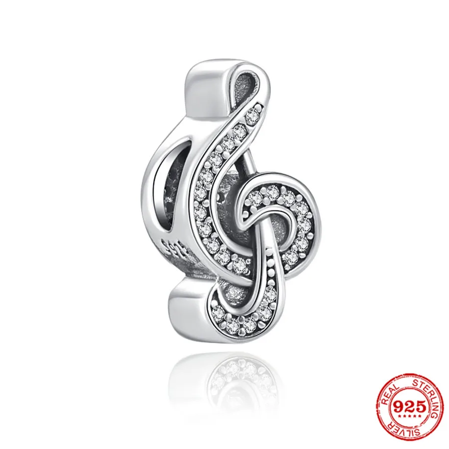 925 Sterling Silver Music Notes Electric Guitar Piano Heart Dangle Charm Bead Fit Original Bracelet DIY Women Jewelry |
