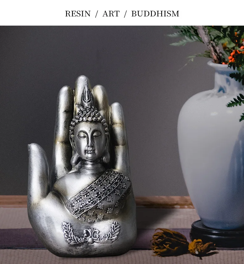 

Green Resin Buddha Statues Thailand Buddha Statue Sculpture Office Desk Ornament Fengshui Figurine Meditation Home Decor