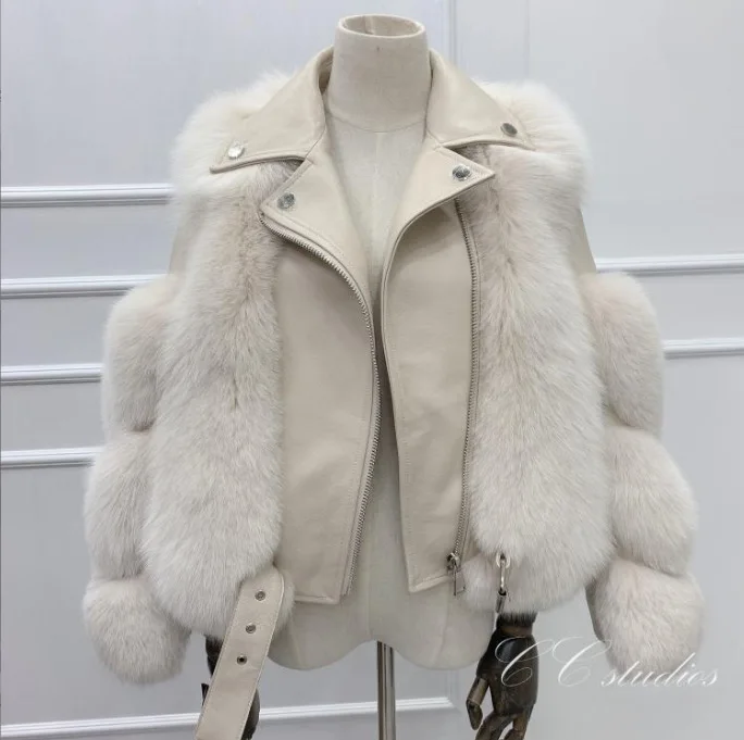 2022 Autumn and Winter Slim Fit Imitation Fox Fur Large Size 4XL Coat Fashion Short Splicing Fur Coat Black Pink Gray Fur Coat