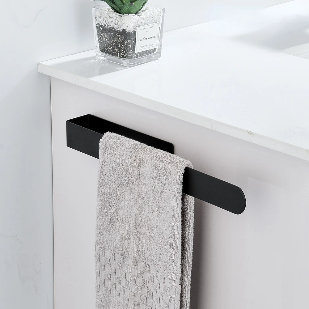 

Stainless Steel Towel Storage Holder Punch Free Black Towel Rack Towel Hanger Bathroom Paper Holder WB8711