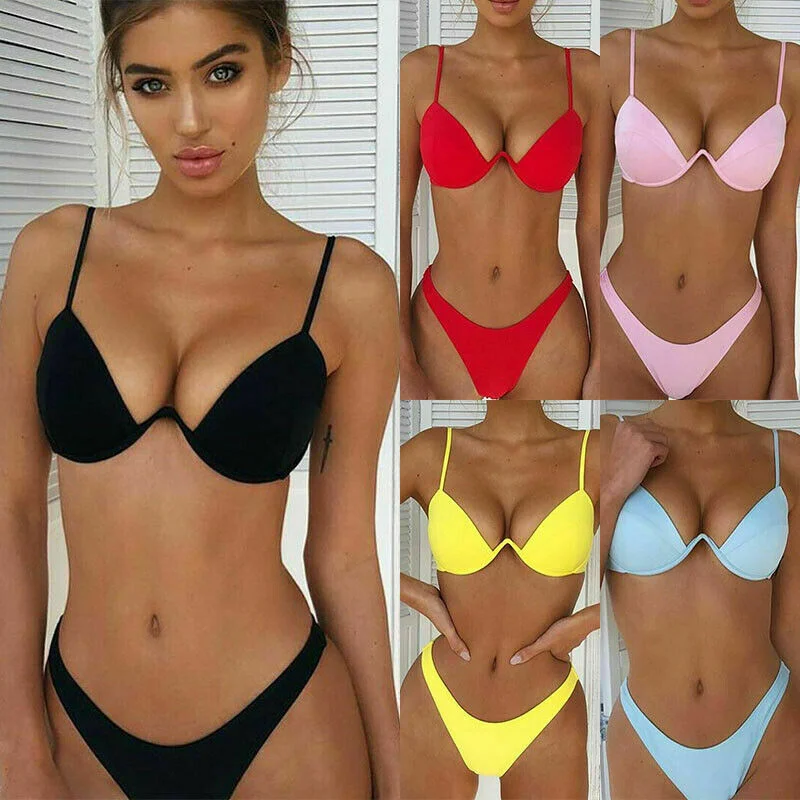 Sexy Women Bandage Push-up Padded Bra Bikini Set Swimwear Swimsuit Bathing Suit Biquinis Feminino 2022 Summer Ropa Mujer