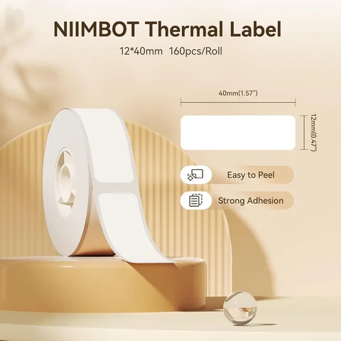 Белая Термобумага Niimbot, Рулон 12-15 Мм, Самоклеящаяся, Водонепроницаемая Для Официальных Принтеров D11 D110 D11H D101