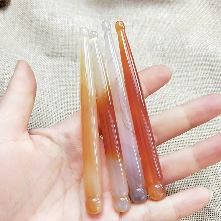 1pcs Natural agate acupoint-pointing pen, tendon stick, eye, face, body, dredging meridian, scraping board home