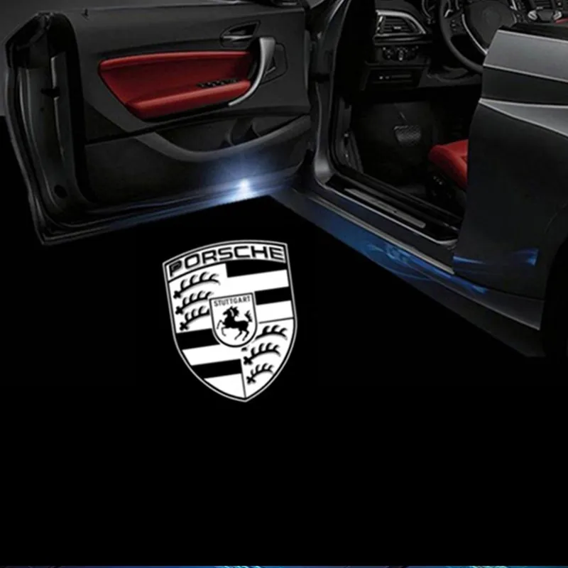 Фото Автомобильный дверной светильник для Porsche 911 Cayenne Tayan 2019 2020-2024, значок проектора, лампа приветствия, светодиодное окружающее лазерное стекло, автомобильные аксессуары №1