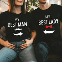 my best man lady letter print loverst shirt couple short sleeve o neck loose tshirt women man tee shirt tops camisetas mujer