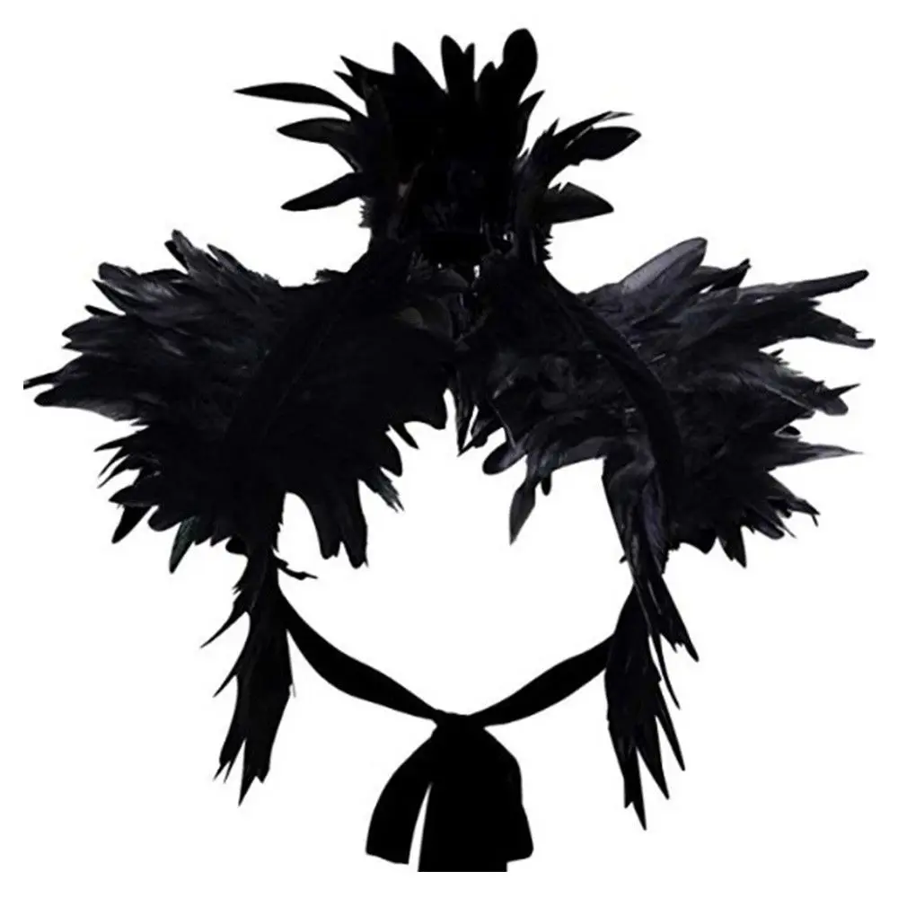 

Искусственный воротник с перьями, искусственный воротник, Искусственное перо, шаль с ленточными галстуками для костюма для косплея/Хэллоуина